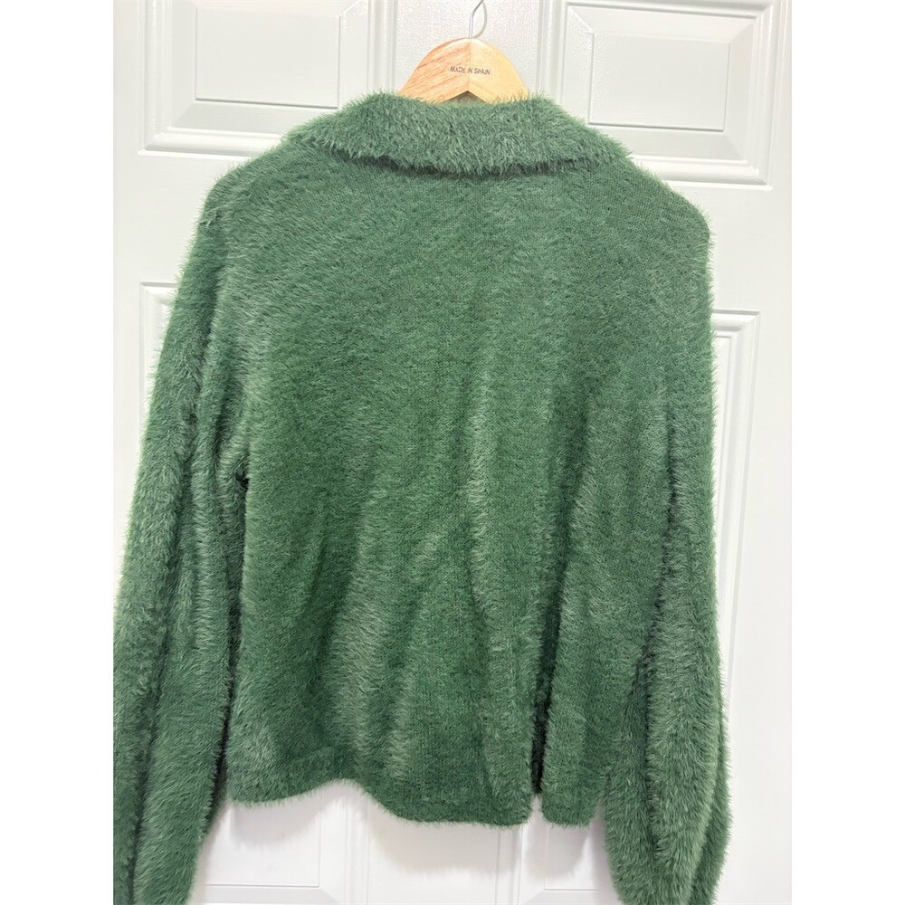 Wild Fable Cardigan Sweater Womens XL Forest Green Fuzzy Button Front - Picture 6 of 9